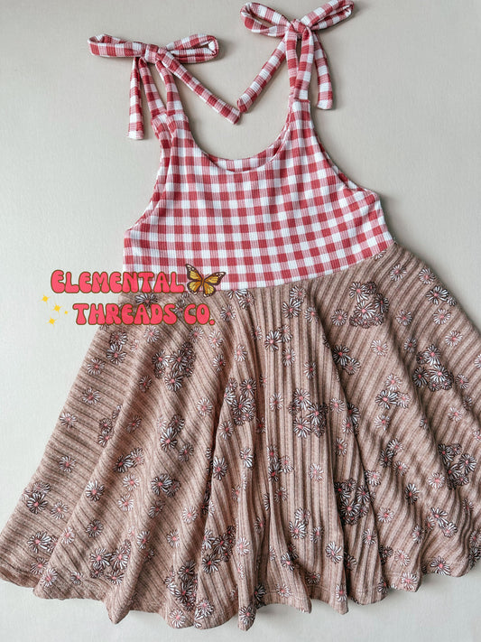 4T Rustic Daisies Strappy Twirl Dress